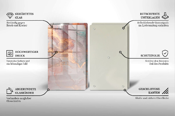 Cache plaque de cuisson Marbre avec de l'or