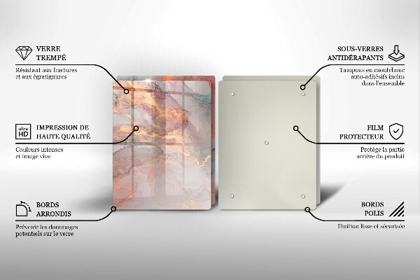 Cache plaque de cuisson Marbre avec de l'or