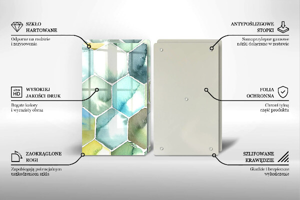 Cache plaque de cuisson Hexagones aquarelle