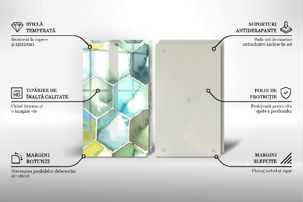 Cache plaque de cuisson Hexagones aquarelle