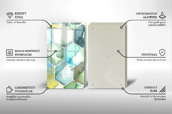 Cache plaque de cuisson Hexagones aquarelle