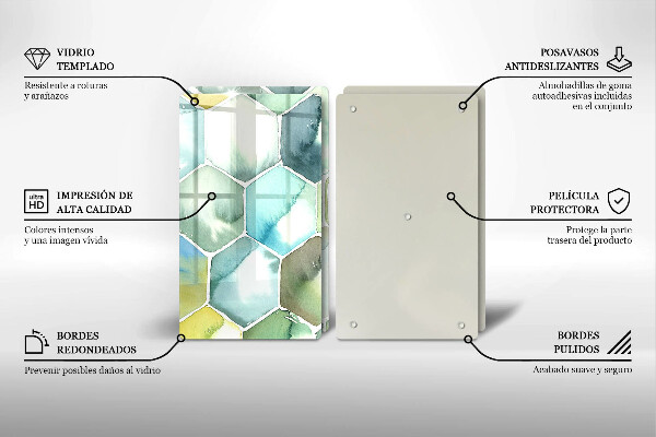 Cache plaque de cuisson Hexagones aquarelle