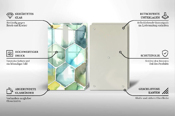 Cache plaque de cuisson Hexagones aquarelle