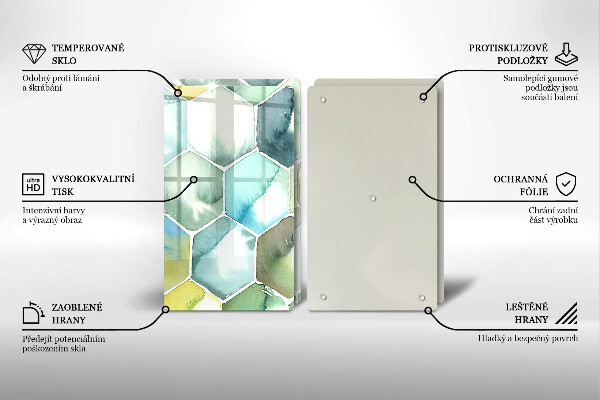 Cache plaque de cuisson Hexagones aquarelle