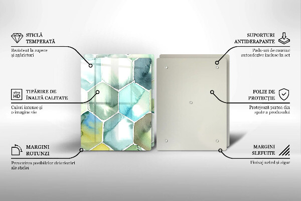 Cache plaque de cuisson Hexagones aquarelle