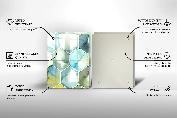 Cache plaque de cuisson Hexagones aquarelle