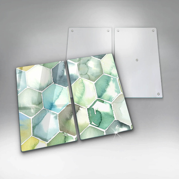 Cache plaque de cuisson Hexagones aquarelle