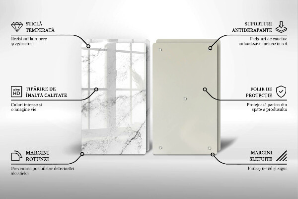 Cache plaque de cuisson Texture de marbre élégante