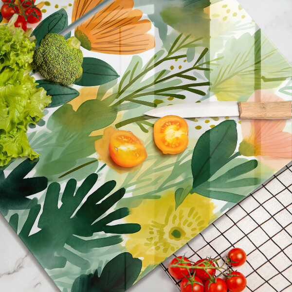 Cache plaque de cuisson Fleurs peintes