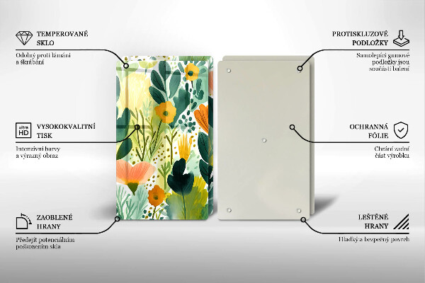 Cache plaque de cuisson Fleurs peintes