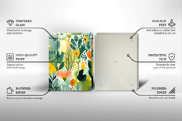 Cache plaque de cuisson Fleurs peintes