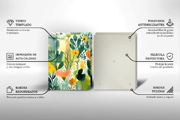 Cache plaque de cuisson Fleurs peintes