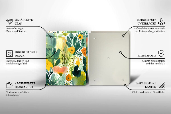 Cache plaque de cuisson Fleurs peintes