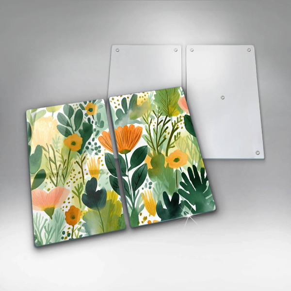 Cache plaque de cuisson Fleurs peintes