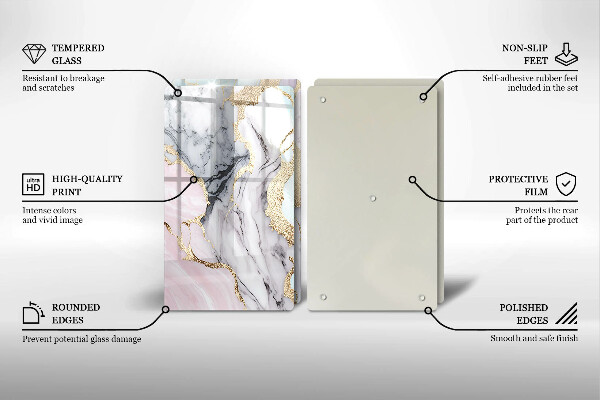 Cache plaque de cuisson Marbre pastel