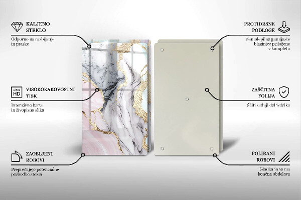 Cache plaque de cuisson Marbre pastel