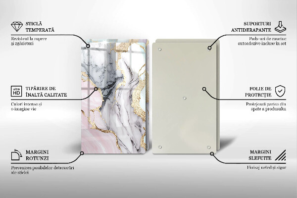 Cache plaque de cuisson Marbre pastel