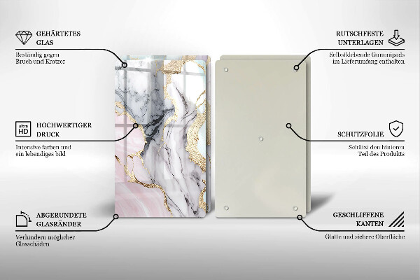 Cache plaque de cuisson Marbre pastel