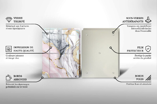 Cache plaque de cuisson Marbre pastel