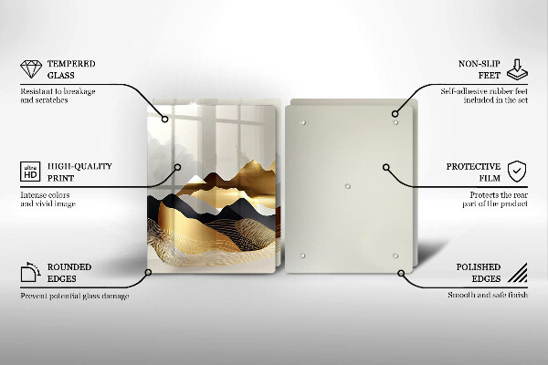 Cache plaque de cuisson Montagnes dorées abstraites