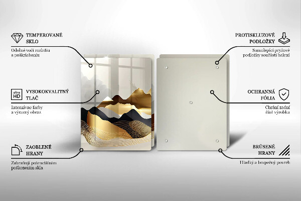 Cache plaque de cuisson Montagnes dorées abstraites