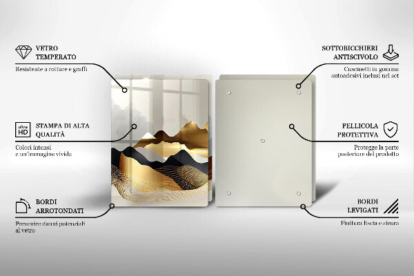 Cache plaque de cuisson Montagnes dorées abstraites