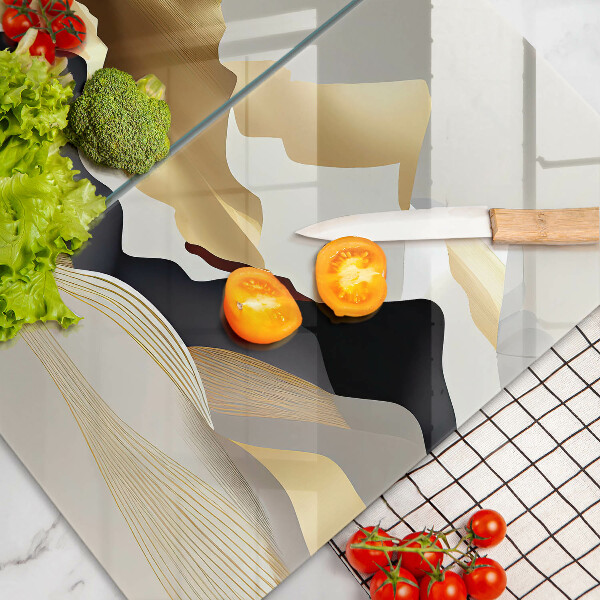 Cache plaque de cuisson Montagnes dorées abstraites