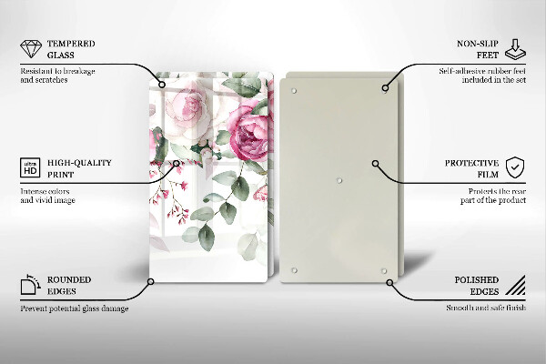 Cache plaque de cuisson Roses aquarelles