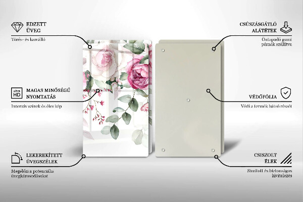 Cache plaque de cuisson Roses aquarelles