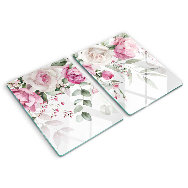 Cache plaque de cuisson Roses aquarelles