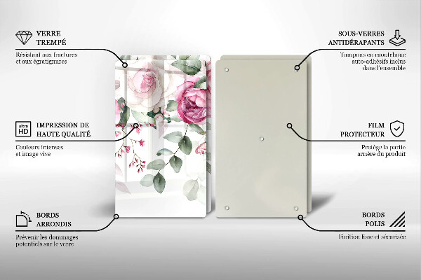 Cache plaque de cuisson Roses aquarelles