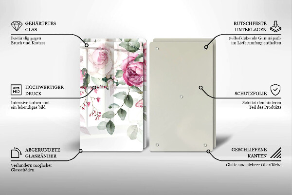 Cache plaque de cuisson Roses aquarelles