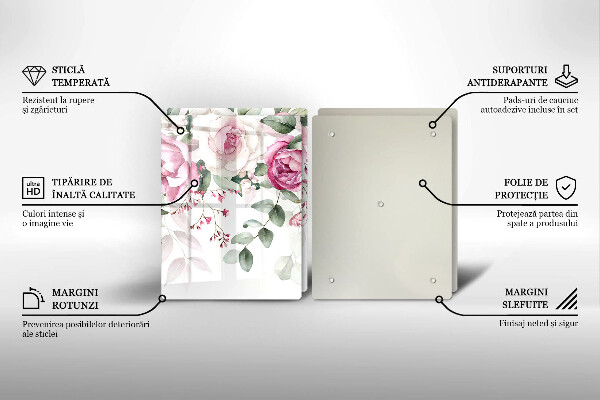 Cache plaque de cuisson Roses aquarelles