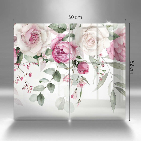 Cache plaque de cuisson Roses aquarelles