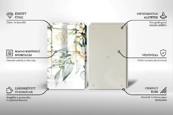 Cache plaque de cuisson Fleurs aquarelles