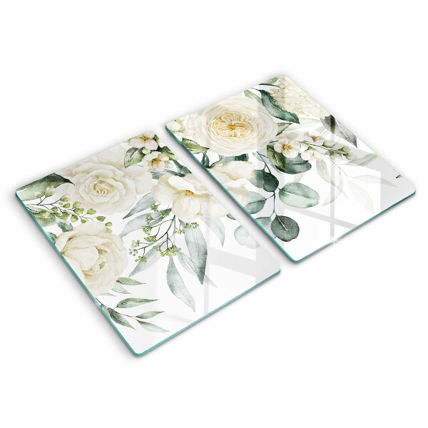 Cache plaque de cuisson Fleurs aquarelles