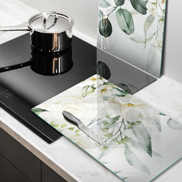 Cache plaque de cuisson Fleurs aquarelles