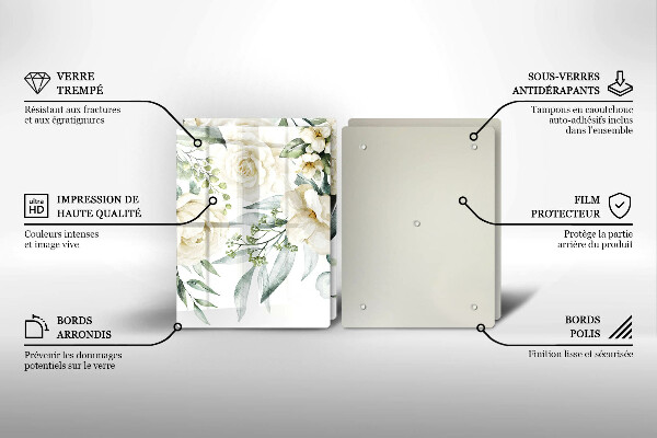 Cache plaque de cuisson Fleurs aquarelles