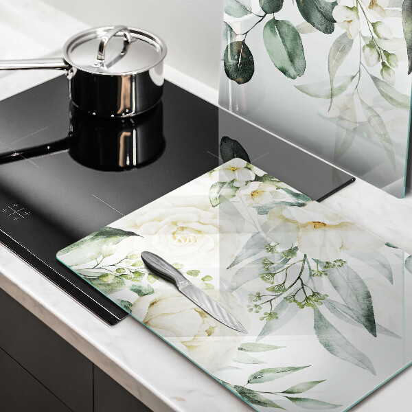 Cache plaque de cuisson Fleurs aquarelles