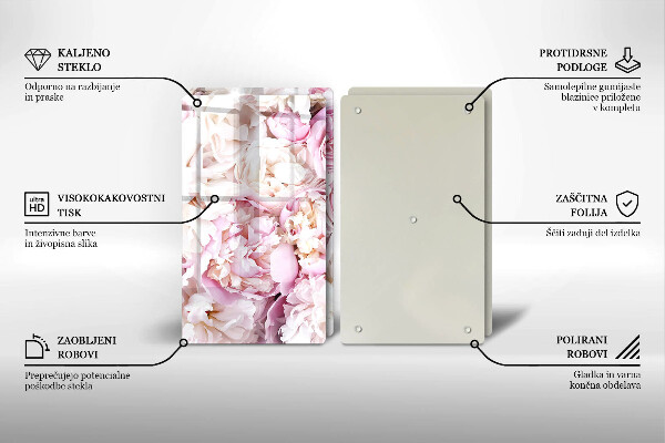 Cache plaque de cuisson Bouquet de pivoines