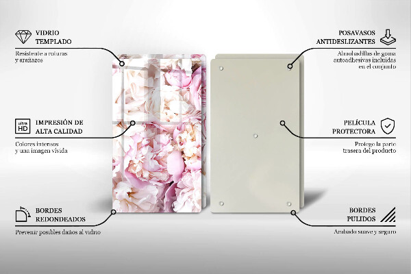 Cache plaque de cuisson Bouquet de pivoines