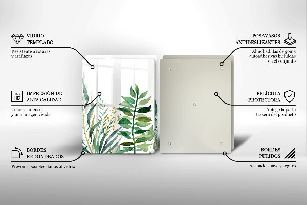 Cache plaque de cuisson Illustration de feuilles de plantes