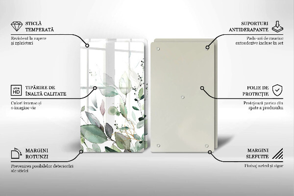 Cache plaque de cuisson Plantes aquarelles