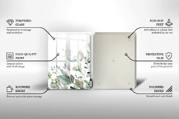 Cache plaque de cuisson Plantes aquarelles