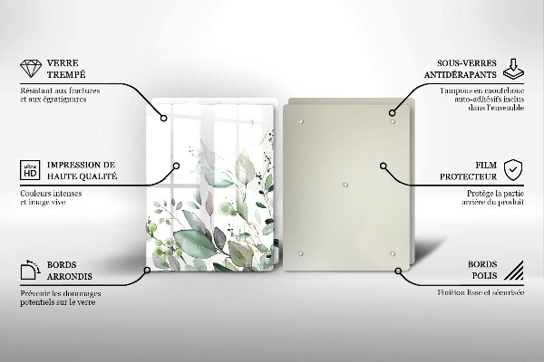 Cache plaque de cuisson Plantes aquarelles