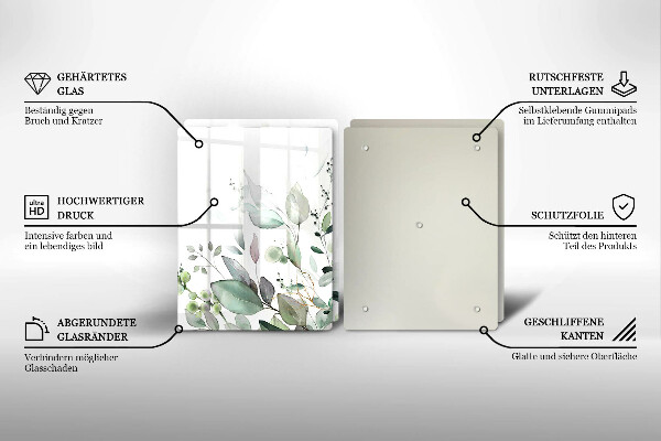 Cache plaque de cuisson Plantes aquarelles