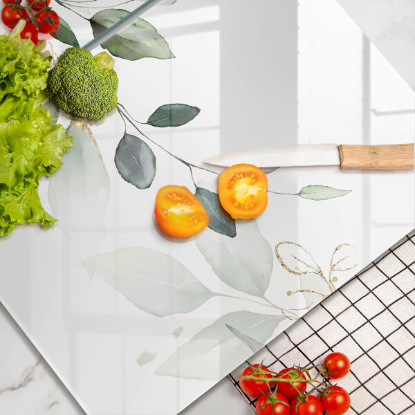 Cache plaque de cuisson Feuilles d'aquarelle