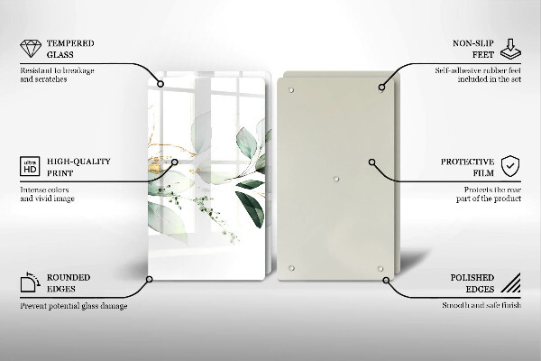 Cache plaque de cuisson Feuilles d'aquarelle