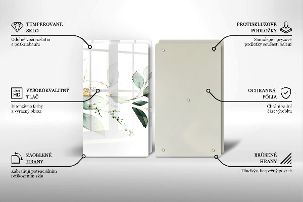 Cache plaque de cuisson Feuilles d'aquarelle