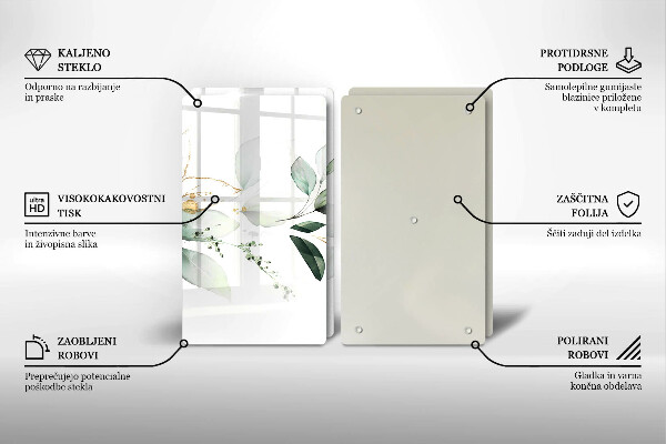 Cache plaque de cuisson Feuilles d'aquarelle